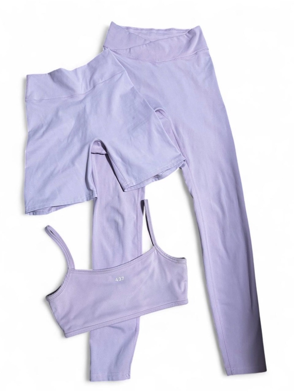 3pcs 437 Four Thirty Seven light pink sport bra, shorts and leggings set